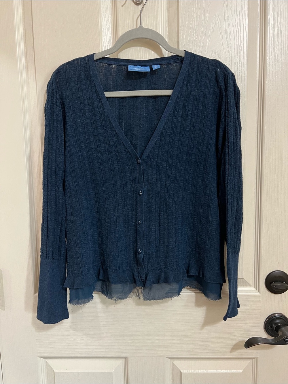 Simply Vera Vera Wang Navy V-Neck Button Cardigan